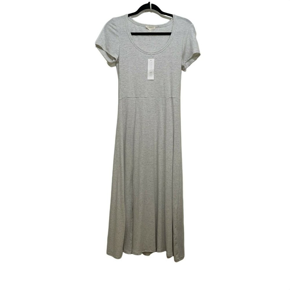 NWT🔥See You Monday Womens Gray Scoop Neck Short Sleeve Pullover Maxi Dress Sz L